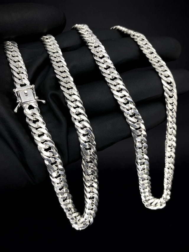 Corrente elo duplo 8mm 70cm - PRATA 925