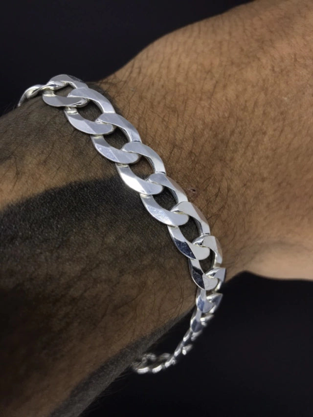 Pulseira grumet escamada 10mm - PRATA 925