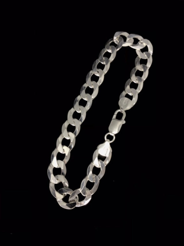 Pulseira grumet escamada 10mm - PRATA 925