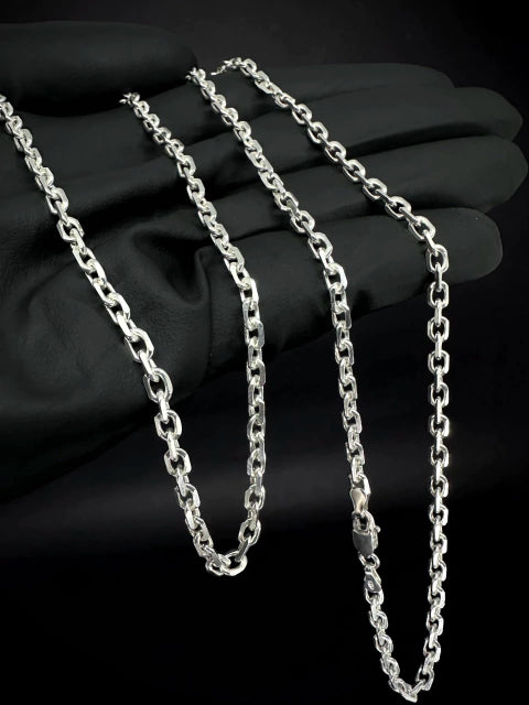 Corrente ''Cadeado" 8mm 70cm  - PRATA 925