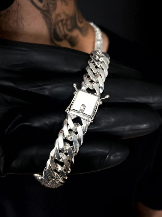 Pulseira Elo Duplo 15mm - PRATA 925