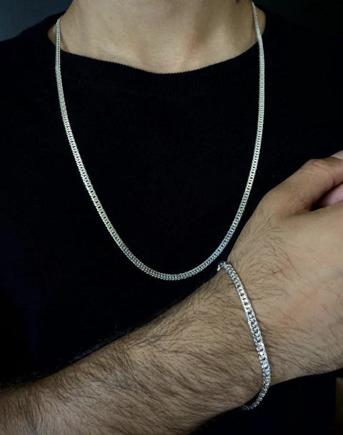 Conjunto Elo Duplo 4mm - PRATA 925