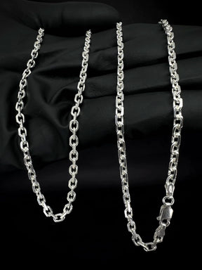 Corrente ''Cadeado" 8mm 70cm  - PRATA 925