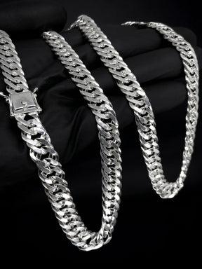 Corrente elo duplo 10mm 70cm - PRATA 925